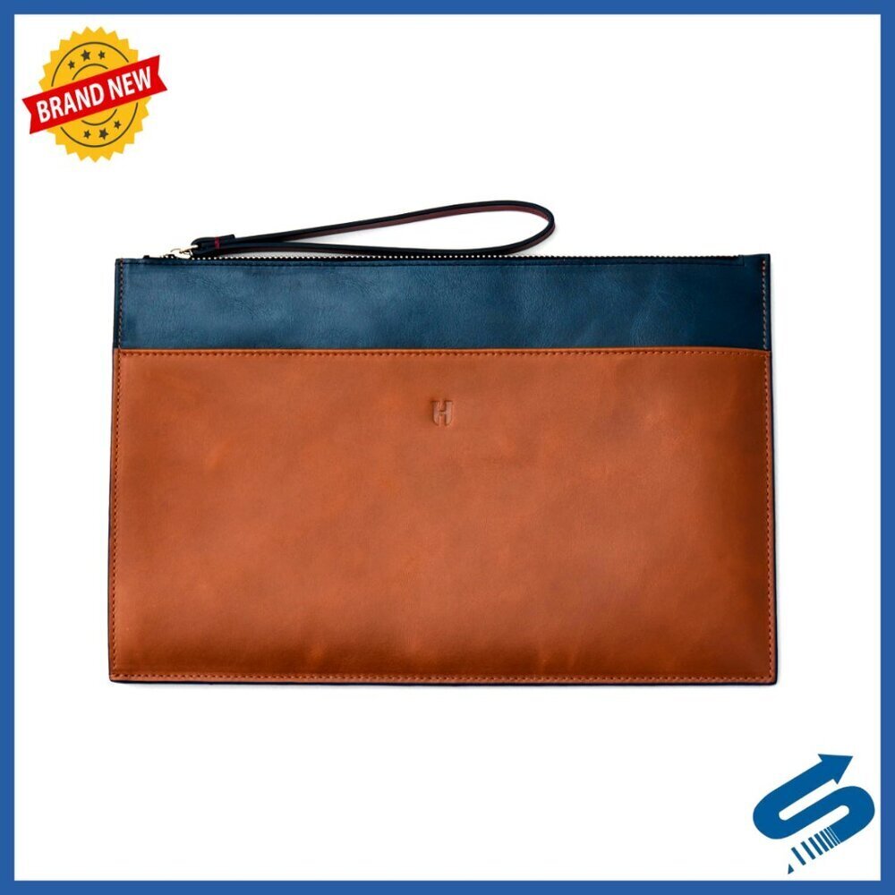 Full-Grain Leather Wristlet Clutch RFID Blocking Zip Closure Minimalist Chic